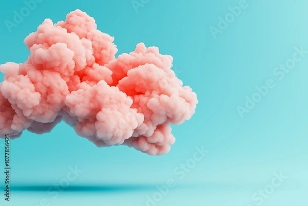 Fototapeta Abstract pink cloud shape on blue background.