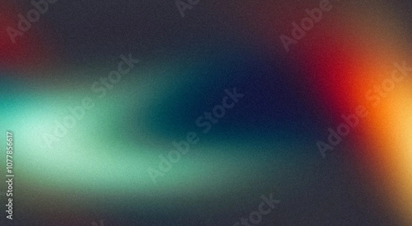Fototapeta Abstract glowing orange blue red color grainy gradient background, empty space