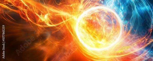 Fototapeta Fiery vortex with dynamic energy swirl, abstract
