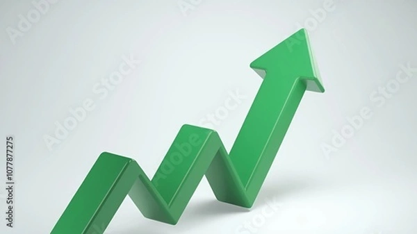 Fototapeta graph with arrow 3d green growth investment business up upward finance 