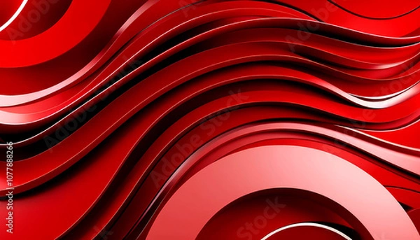 Fototapeta Bright red abstract background adorned with gentle, flowing waves, suitable for various creative design projects.