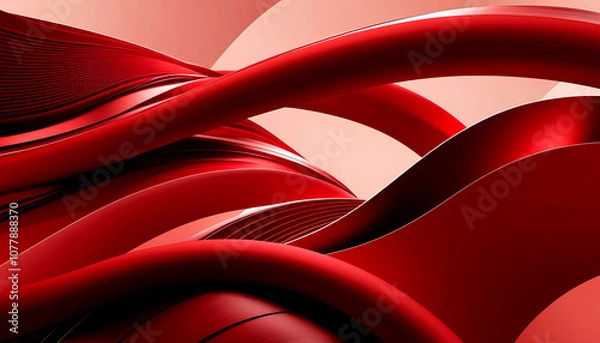 Fototapeta Bright red abstract background adorned with gentle, flowing waves, suitable for various creative design projects.