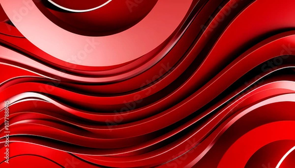 Fototapeta Bright red abstract background adorned with gentle, flowing waves, suitable for various creative design projects.