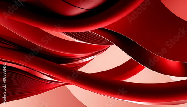 Fototapeta Bright red abstract background adorned with gentle, flowing waves, suitable for various creative design projects.