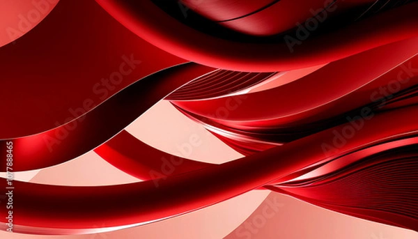 Fototapeta Bright red abstract background adorned with gentle, flowing waves, suitable for various creative design projects.