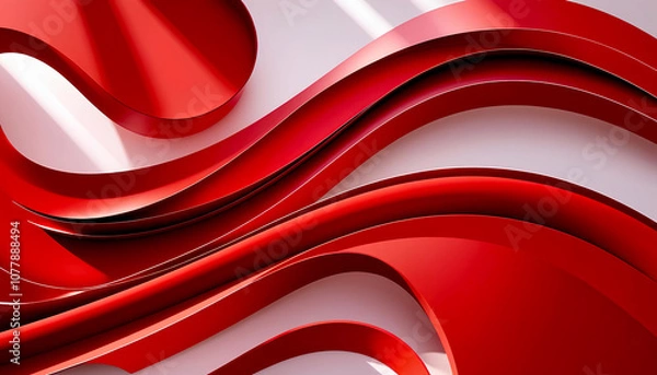 Obraz Bright red abstract background adorned with gentle, flowing waves, suitable for various creative design projects.