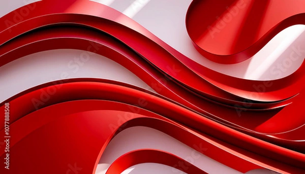 Obraz Bright red abstract background adorned with gentle, flowing waves, suitable for various creative design projects.