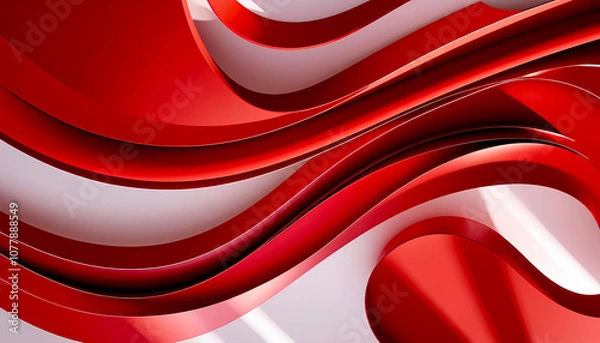 Fototapeta Bright red abstract background adorned with gentle, flowing waves, suitable for various creative design projects.