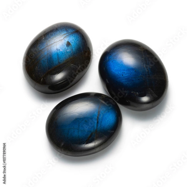 Obraz Black labradorite isolated on white background.