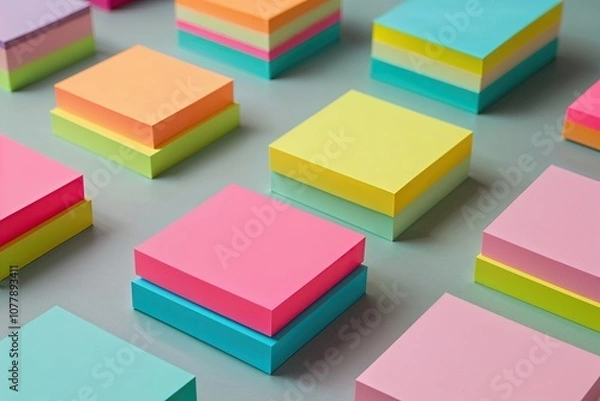 Obraz Assorted Shaded Sticky Note Pads Isolated on Background