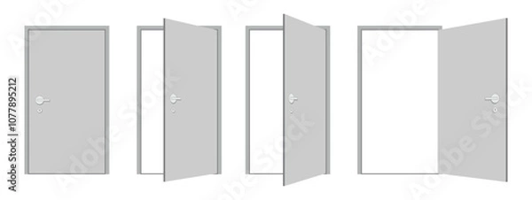 Obraz the door closed and opened in silver