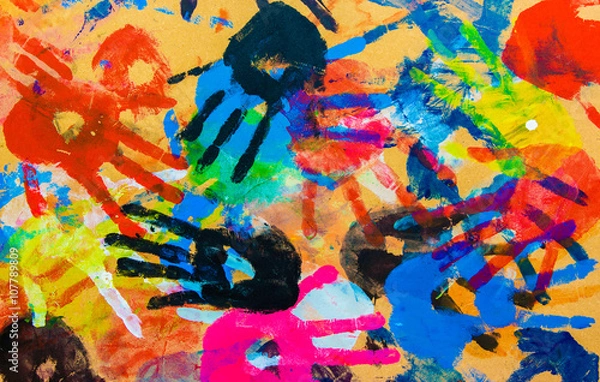 Obraz Colorful hands abstract background texture vintage