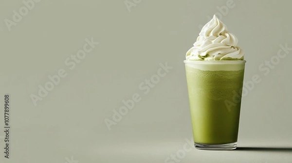 Obraz Refreshing Green Tea Frappe with Whipped Cream