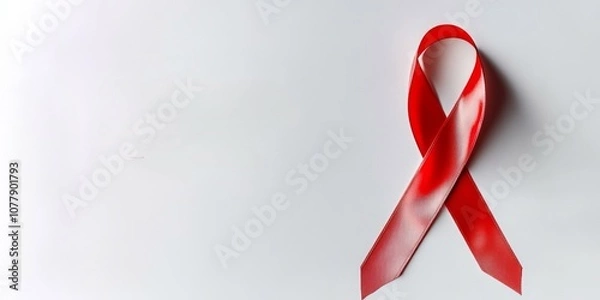 Fototapeta White background with red ribbon,space for text