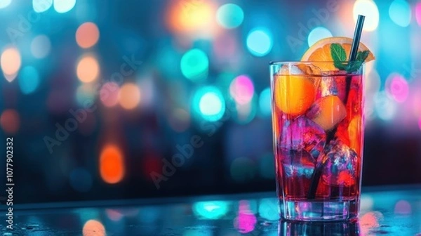 Fototapeta Refreshing Cocktail in a Vibrant Setting