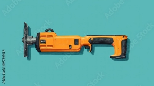 Obraz Orange Power Tool on Teal Background