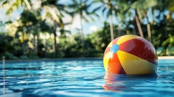 Fototapeta Beach Ball Floating in a Pool