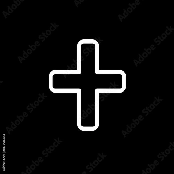 Fototapeta Cross icon set against a stark black background.