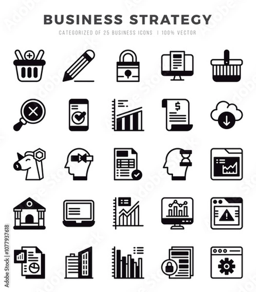 Fototapeta Simple Set of Business Strategy Related Vector Lineal Filled Icons.