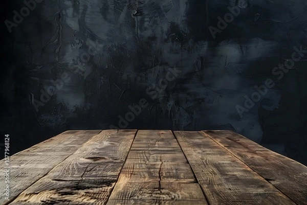 Fototapeta Empty wooden table and grunge wall background