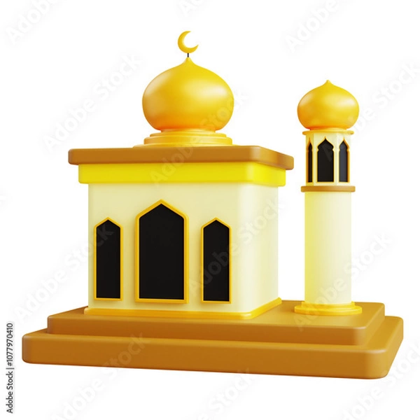 Fototapeta mosque 3d illustration with isolated background