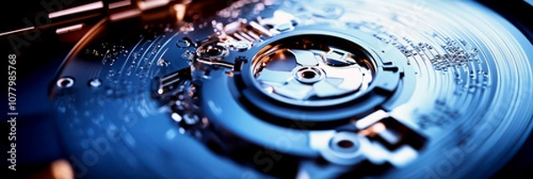 Fototapeta Digital data protection concept with hard drive technology for backup day. Backup day design for technology and safety awareness. Data Protection Day. Safe information concept