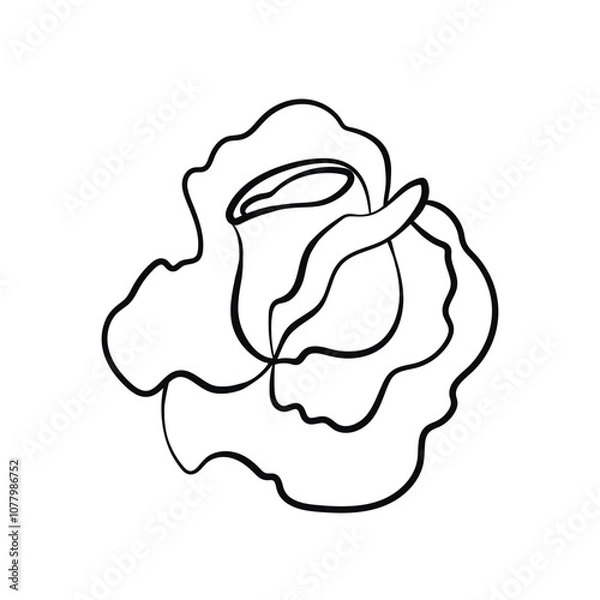 Fototapeta Floral silhouette art line. Flowers in continuous line drawing style. Border with tropical flower. Minimalist black linear sketch. Trendy vector illustration isolated. Contour graphics for design