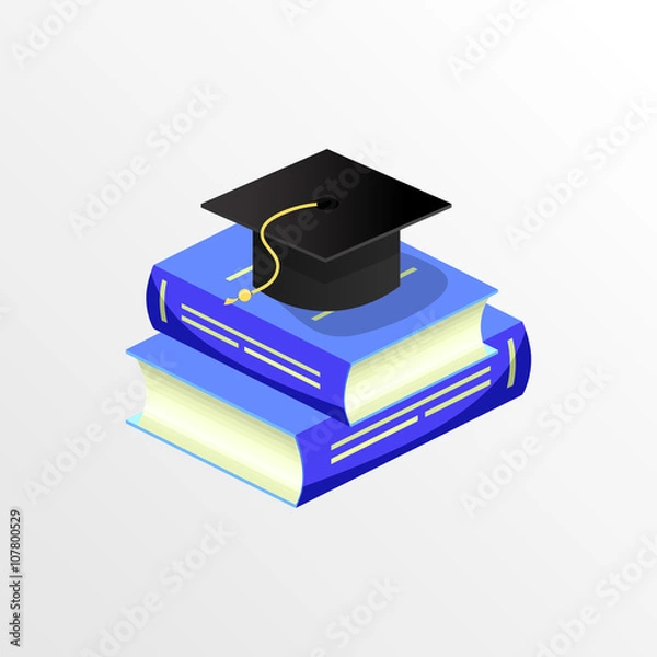 Fototapeta education academic graduation cap and book vector