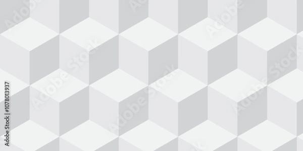 Fototapeta White geometric cube creative concept triangle overlap square technology background. digital cubes fabric and wallpaper grid block texture background.
