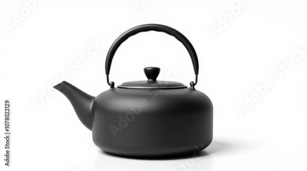 Fototapeta Sleek Black Teapot on a White Background for Minimalist Design