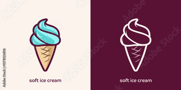 Obraz Soft ice cream logo Premium vector illustration