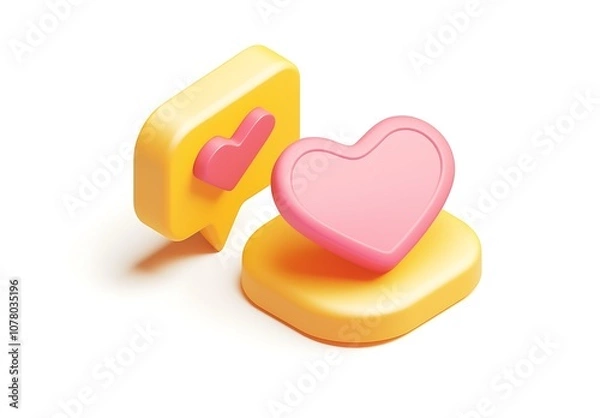 Fototapeta 3D icon of speech bubbles with a heart