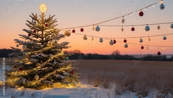 Fototapeta Capture the essence of a magical Christmas with this high-resolution image of a beautifully decorated Christmas