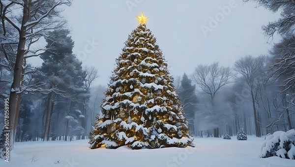 Fototapeta Capture the essence of a magical Christmas with this high-resolution image of a beautifully decorated Christmas