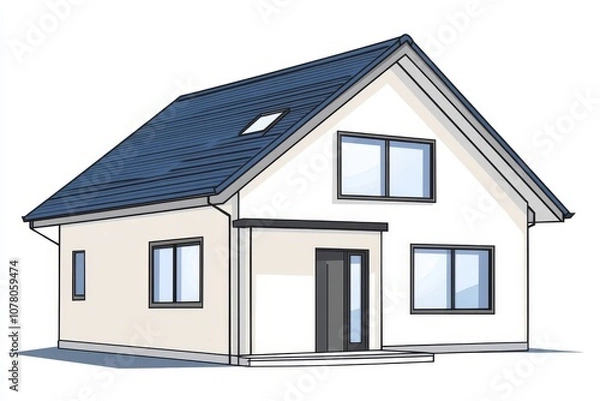 Fototapeta House for the elderly and the infirm. Architectonic structure on the right side of the landscape.