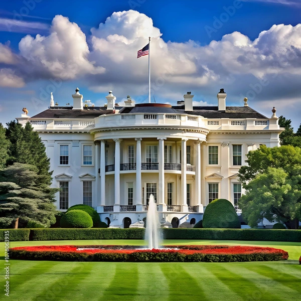 Obraz castle with white house background