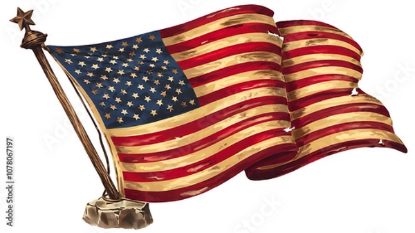 Obraz Torn American Flag Image