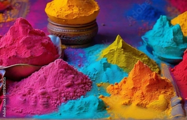 Fototapeta Freeze motion of colored powder explosions isolated