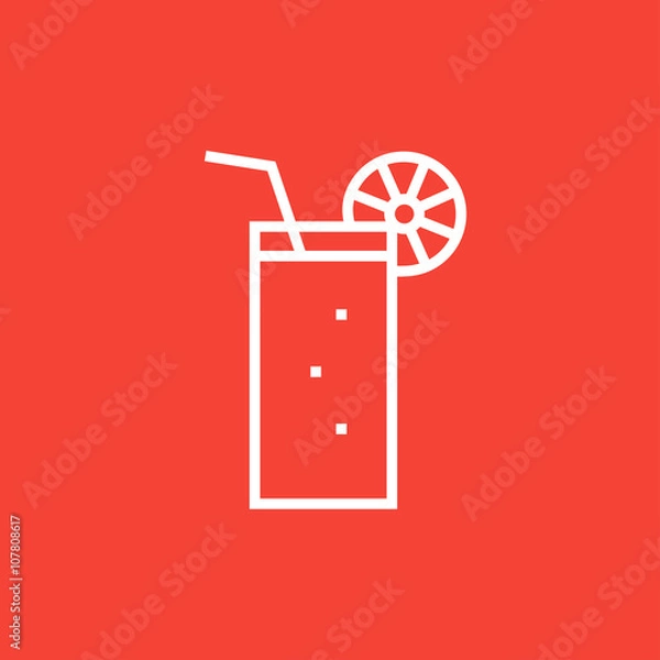 Obraz Glass with drinking straw line icon.