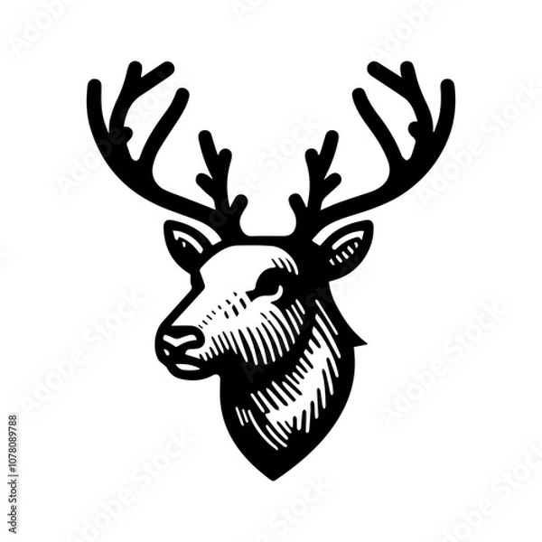 Fototapeta Simple Vector Icon of a head Peary Caribou – Logo Design Illustration
