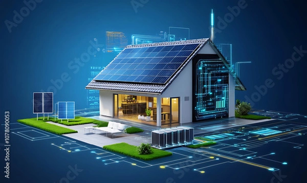 Obraz Innovative battery packs for smart home energy management.