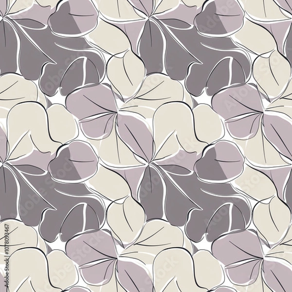 Fototapeta Seamless floral line pattern, muted pastel colors, elegant design for wallpaper, fabric, packaging, and merchandise, copy space

