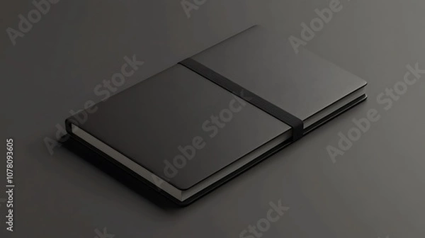 Fototapeta A sleek black notebook with a minimalist design, ideal for writing and note-taking.