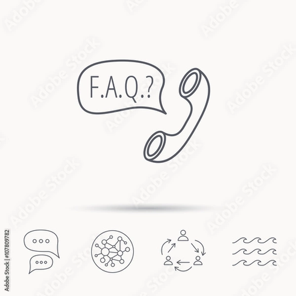 Obraz FAQ service icon. Support speech bubble sign.