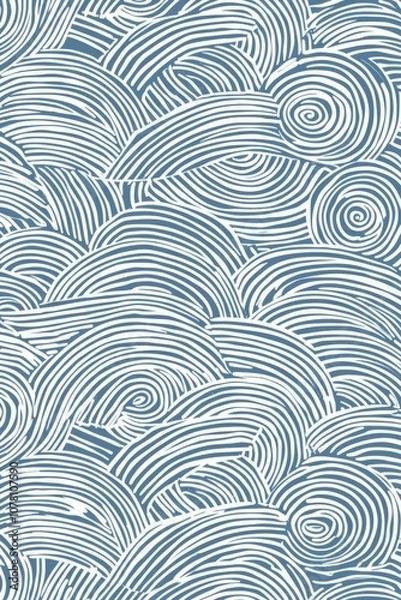 Fototapeta Hand-Painted Textured Wallpaper Pattern in Organic Geometric Style with Random Pantone Colors and White Lines - Reminiscent of Japanese Woodblock Prints