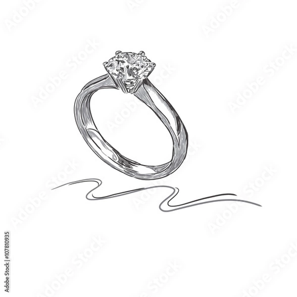Obraz wedding ring, sketch, vector illustration