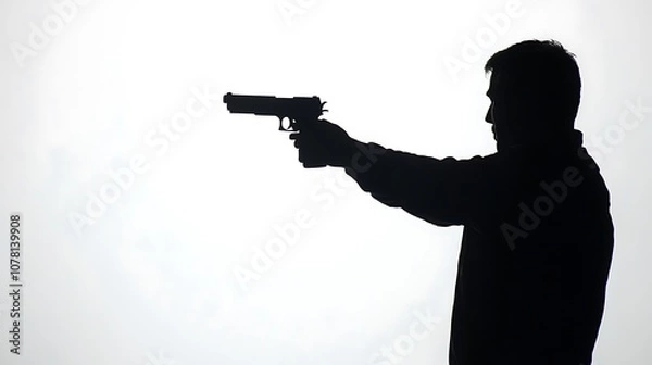 Obraz Silhouette of a Cowboy Holding a Gun