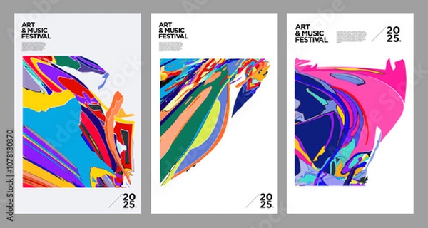 Fototapeta Abstract background, colorful psychedelic fluid shape, doodle for Art and Music, New Year Festival 2025