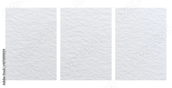 Fototapeta three plain white pasteboard papers with texture. transparent background