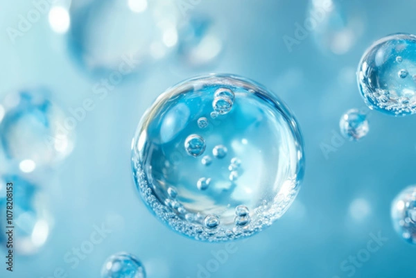 Obraz  Blue nature background, water drops macro